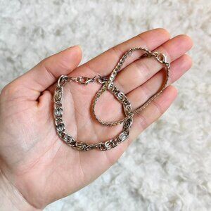 h&m silver textured chain bracelet set